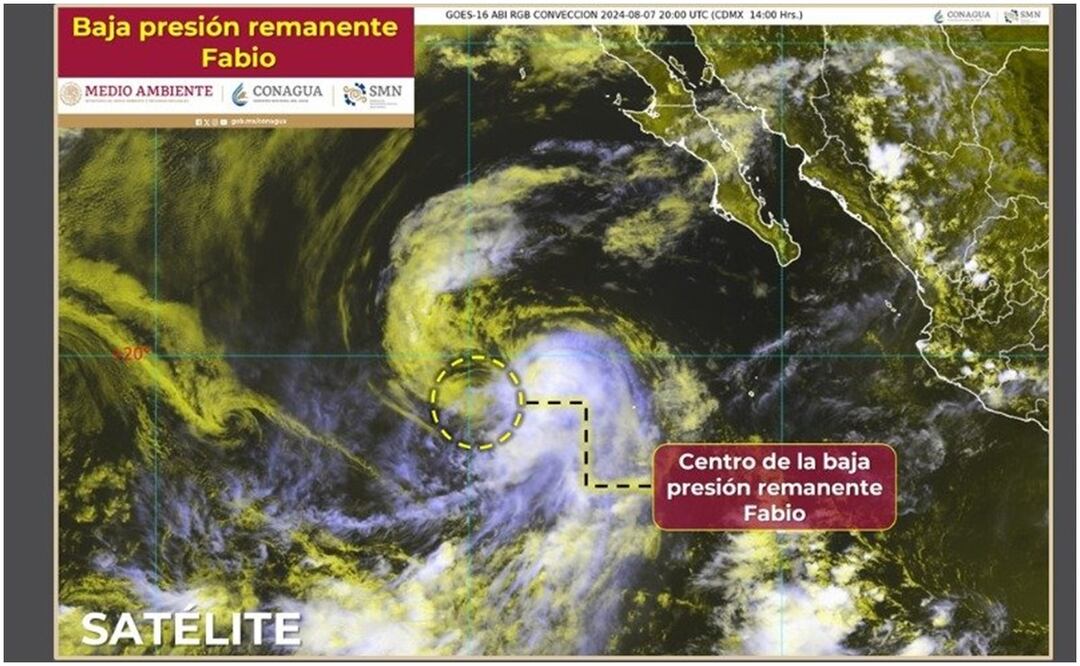 Fabio se encuentra a unos mil 180 kilómetros al oeste-suroeste de Cabo San Lucas, Baja California. Foto: Especial