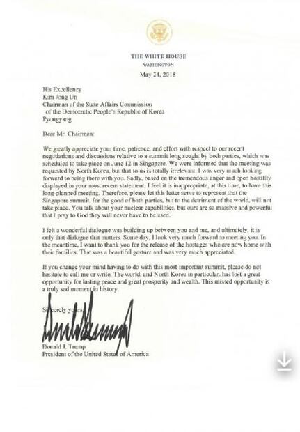 Donald Trump cancela la cumbre con Kim Jong-un en Singapur