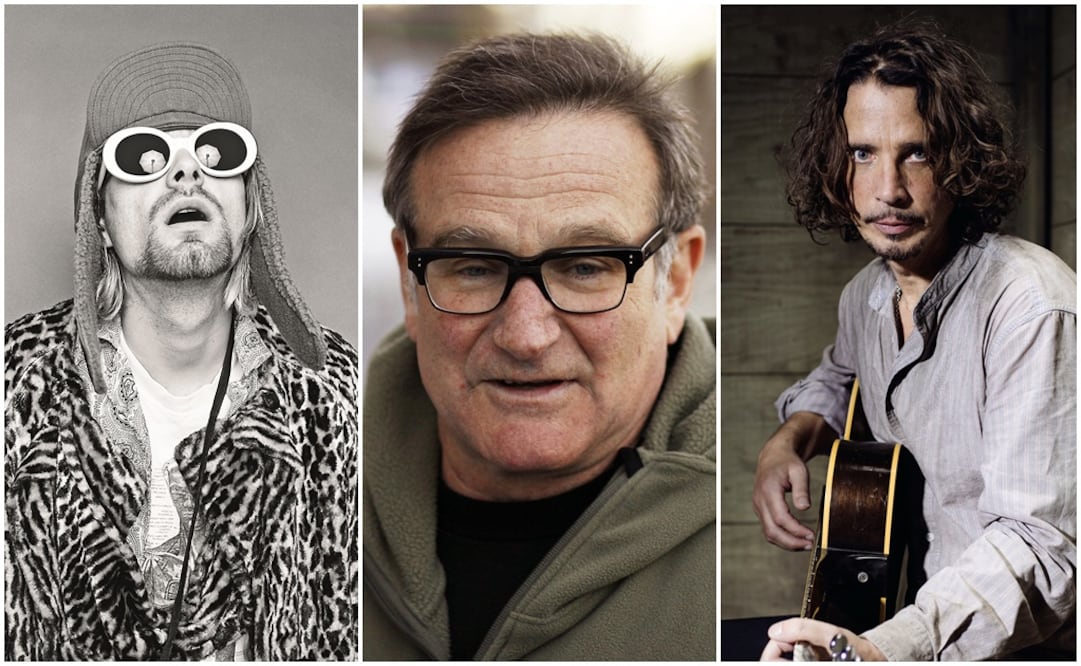 Kurt Cobain, Robin Williams y Chris Cornell. Fotos: Archivo EL UNIVERSAL