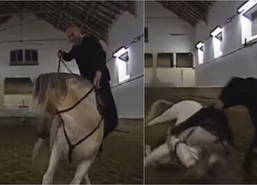 VIDEO: Zinedine Zidane sufre caída de un caballo, pero se lució con una acrobacia