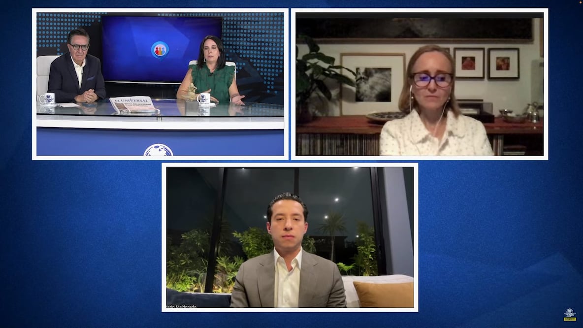 David Aponte, Maite Azuela, Valeria Moy y Mario Maldonado en Con los de Casa. Foto: Captura de pantalla.