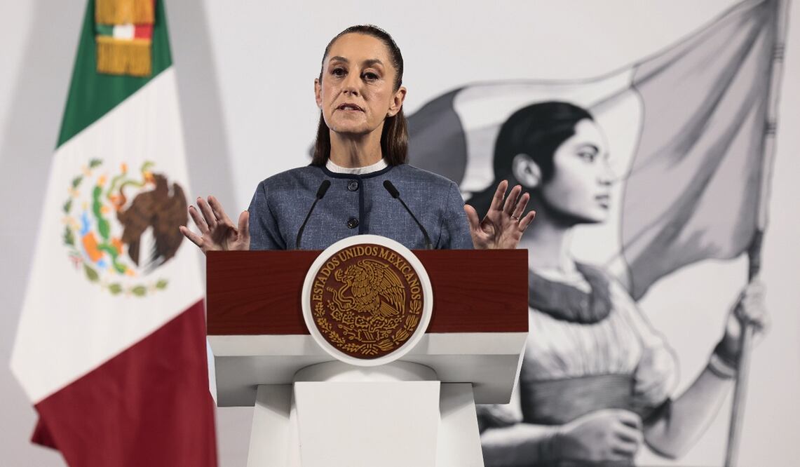 Claudia Sheinbaum en la mañanera del 25 de marzo de 2025. Foto: EFE