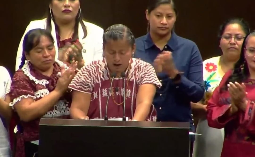 La diputada Irma Juan Carlos arremete contra la senadora Xóchitl Gálvez en la tribuna. Foto: Especial