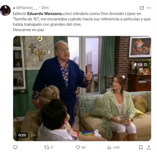 Muere Eduardo Manzano: usuarios despiden al actor con las mejores frases e imágenes. Fuente: X