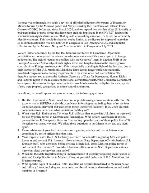 Senadores en EU piden suspender venta de armas a Marina y policías mexicanas