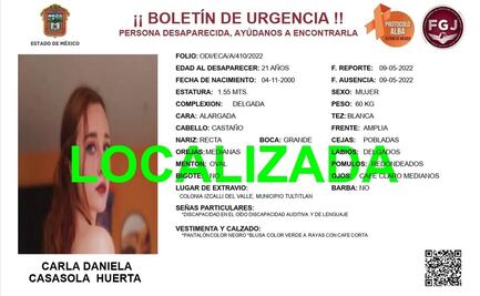 Localizan con vida a Carla Casasola, alumna del Tecnológico de Coacalco