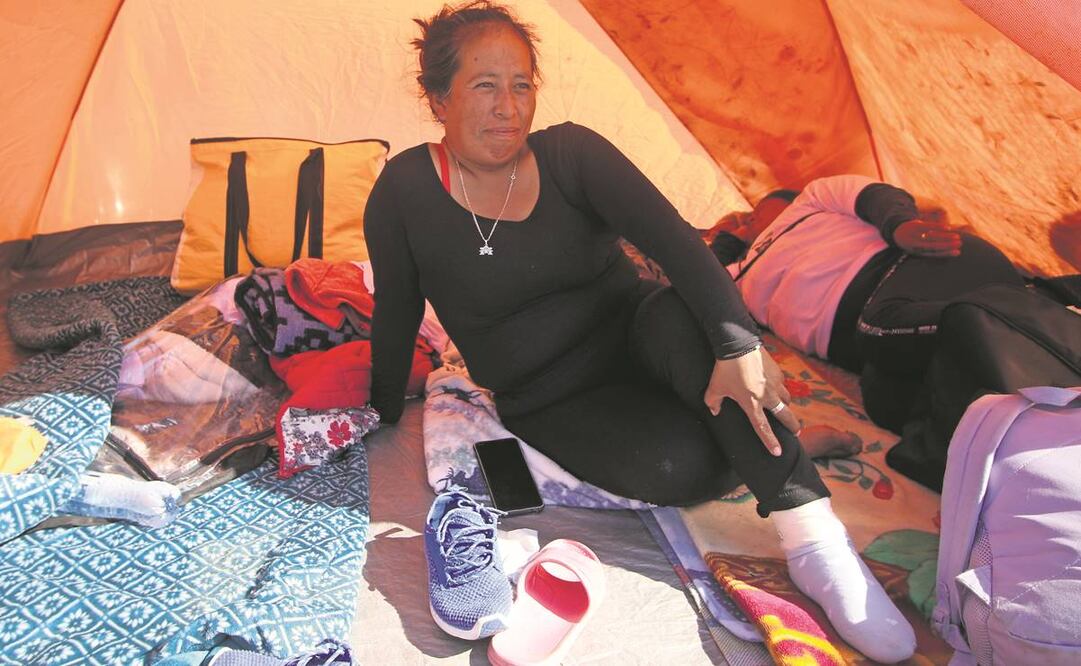 Elizabeth descansa en su casa de campaña al llegar a la Basílica.