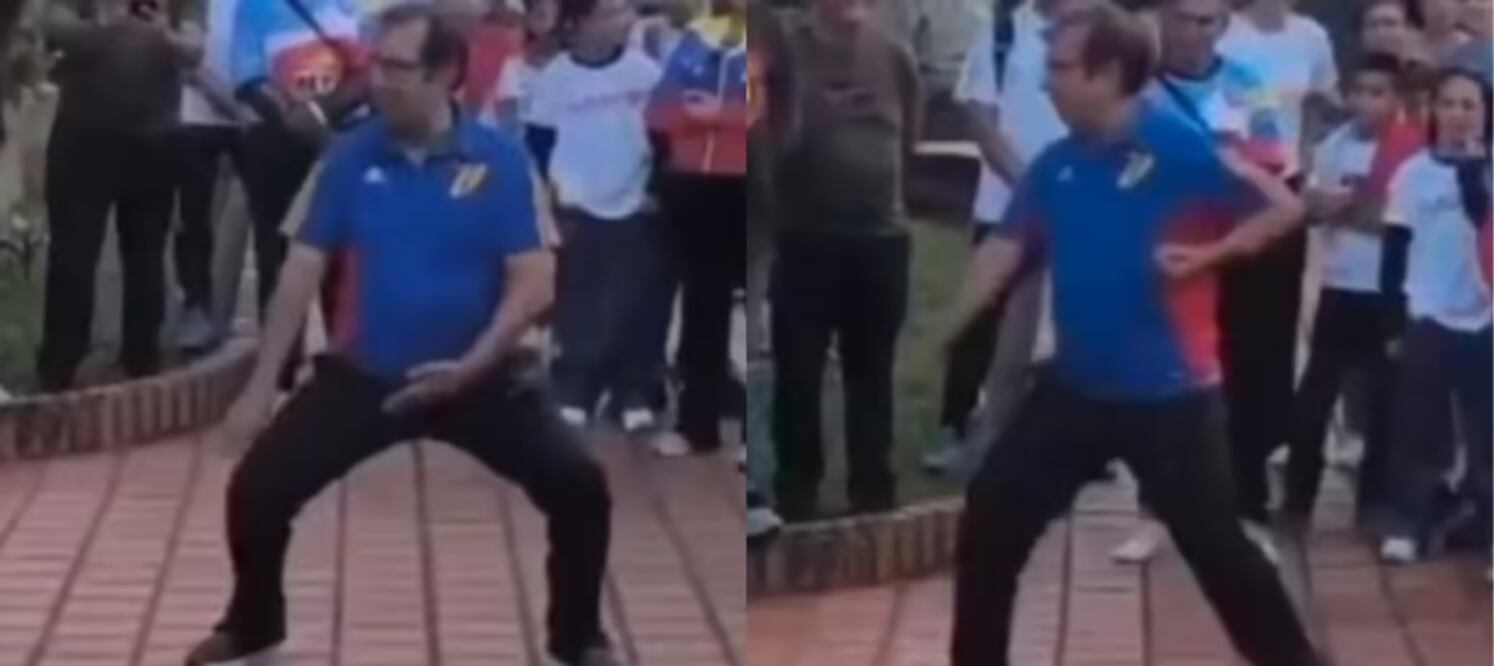 Adán Chávez en su demostración de Karate. Foto: Capturas de video de X