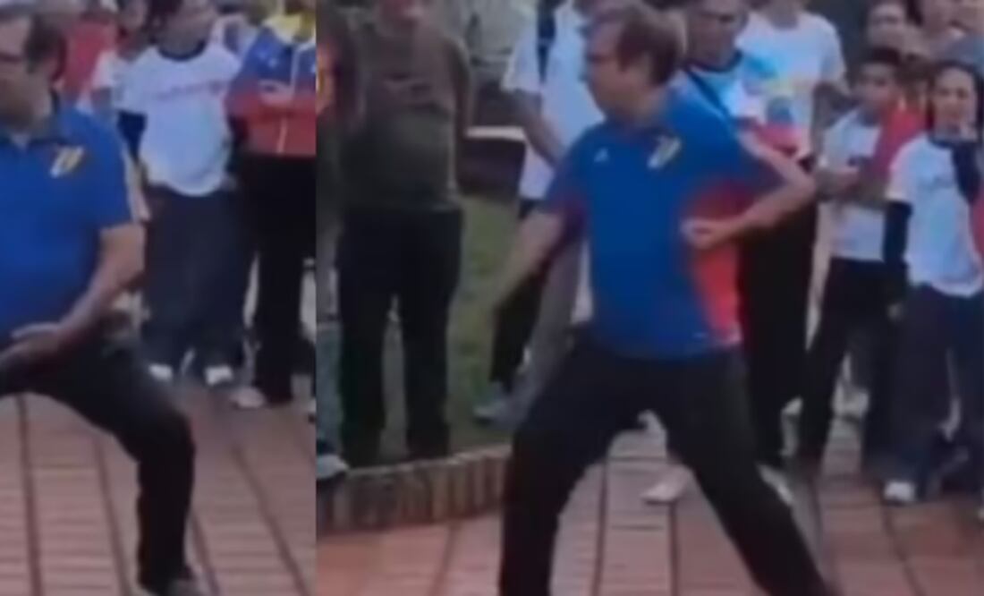 Adán Chávez en su demostración de Karate. Foto: Capturas de video de X