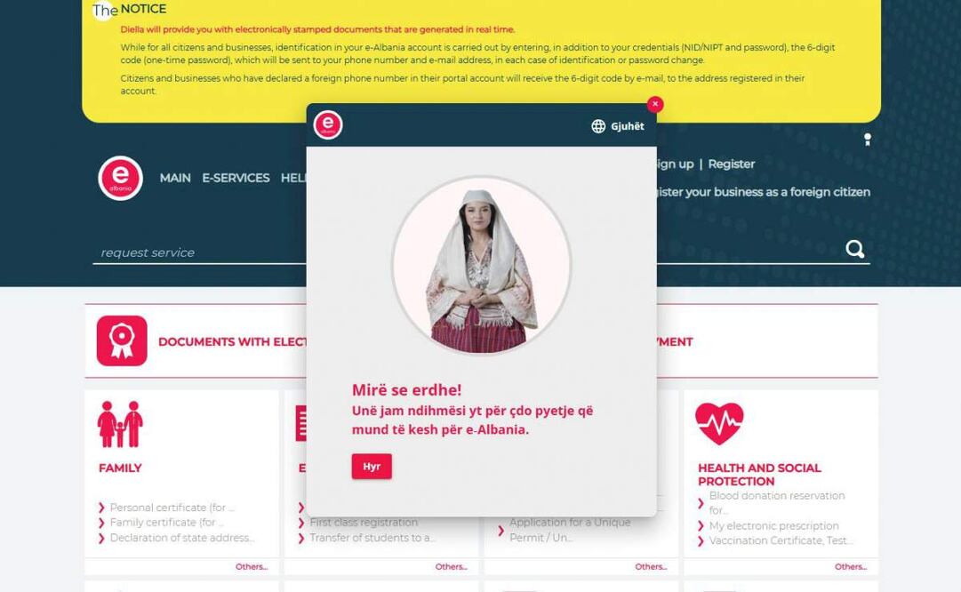 Captura de pantalla que muestra a Diella, la ministra generada por IA a la que Albania que se encargará de emitir documentos electrónicos para ciudadanos y empresas, y de completar todas las contrataciones públicas en Albania, en un intento del primer ministro, el socialista Edi Rama, de luchar contra la corrupción. Foto: EFE