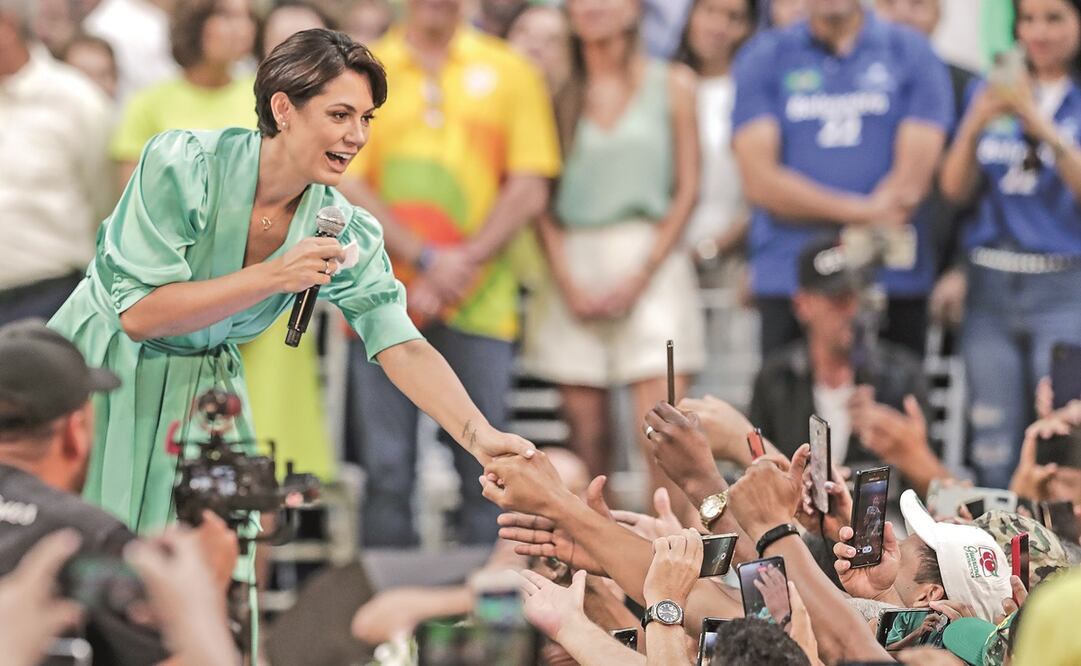 Michelle Bolsonaro, mientras participa de un acto en Río de Janeiro (Brasil).Foto: André Coelho /EFE