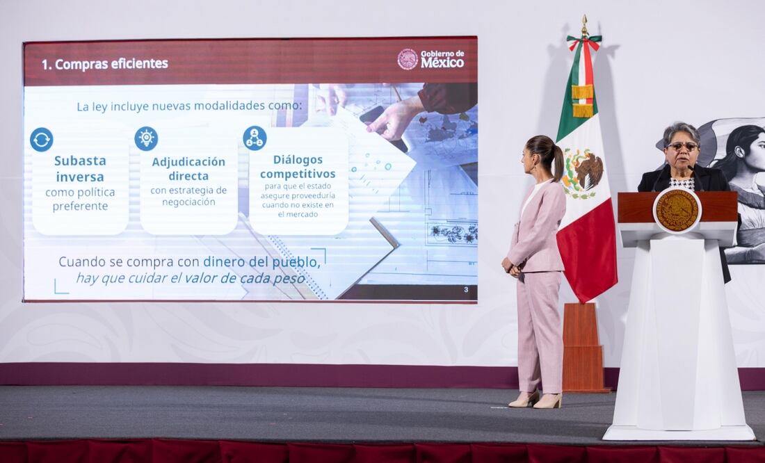 La presidenta Claudia Sheinbaum Pardo encabeza la conferencia mañanera del 10 de abril, desde Palacio Nacional. Foto Hugo Salvador/EL UNIVERSAL