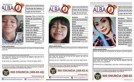 Fiscalía de Guanajuato activa el Protocolo Alba y la Alerta Amber para buscar a nueve mujeres desaparecidas; se teme por su integridad