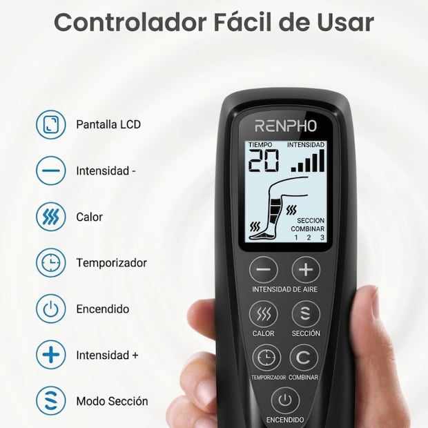 masajeador renpho uso con control remoto led