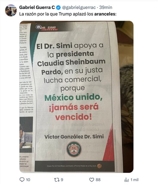 Los mejores memes que dejó la pausa de aranceles de Trump a México. Foto: Captura de pantalla