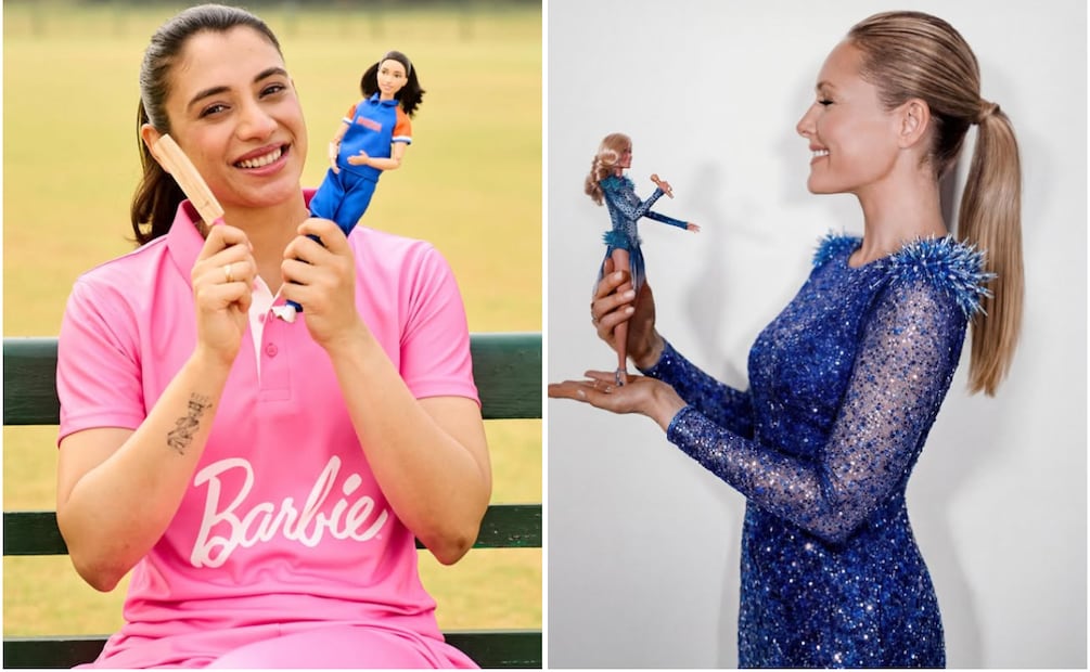 La futbolista Chloe Kelly y la cantante de pop alemana Helene Fischer. Foto: Instagram @Mattel