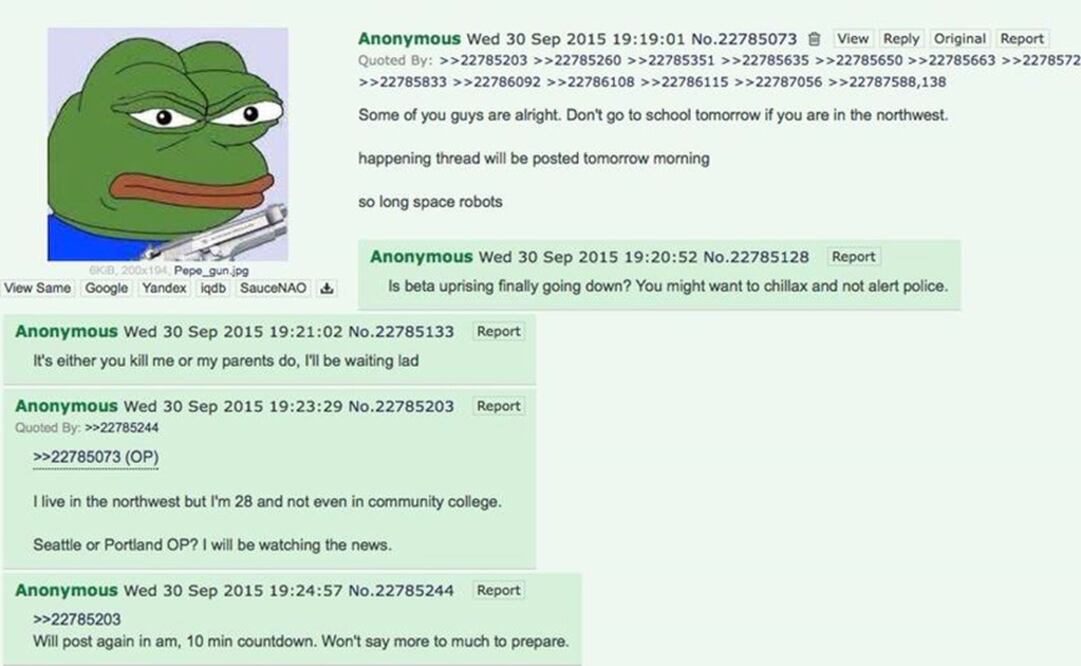 Analizan post en 4chan que “alertó” de ataque en Oregón
