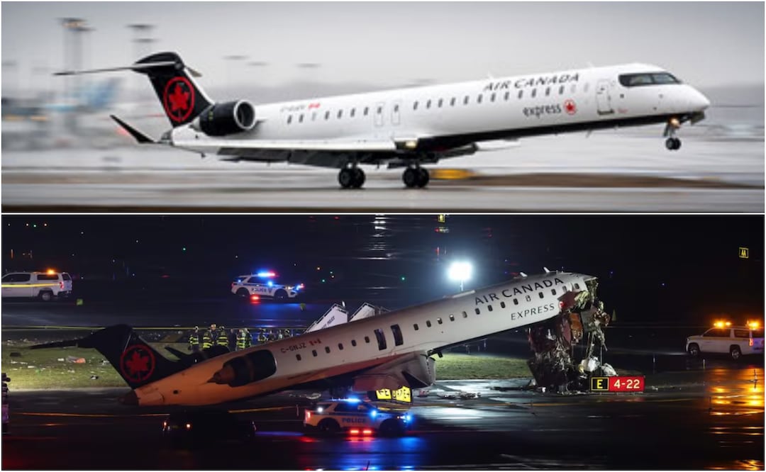 Se trata de un avión Bombardier CRJ900 de Air Canada. Foto: Angela Weiss, AFP y Air Canada