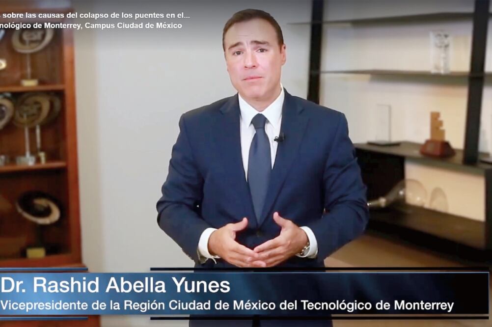 Rashid Abella Yunes, vicepresidente de la región CDMX del Tec, dijo que aunque edificios del plantel no tienen daños estructurales y pueden ser reutilizados, la institución decidió hacer una construcción totalmente nueva y segura. (TOMADA DE VIDEO)