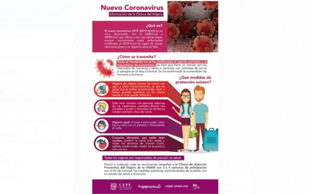 UNAM emite una serie de recomendaciones ante coronavirus