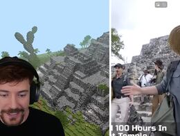 MrBeast recuerda visita a Calakmul y construye réplica de pirámides en Minecraft