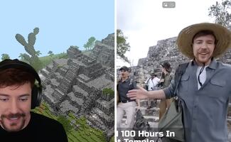 MrBeast recuerda visita a Calakmul y construye réplica de pirámides en Minecraft