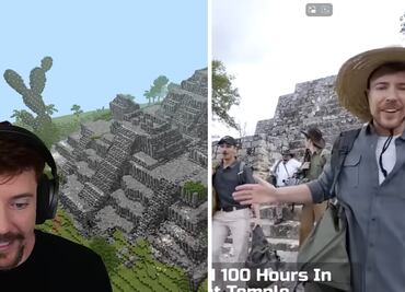 MrBeast recuerda visita a Calakmul y construye réplica de pirámides en Minecraft