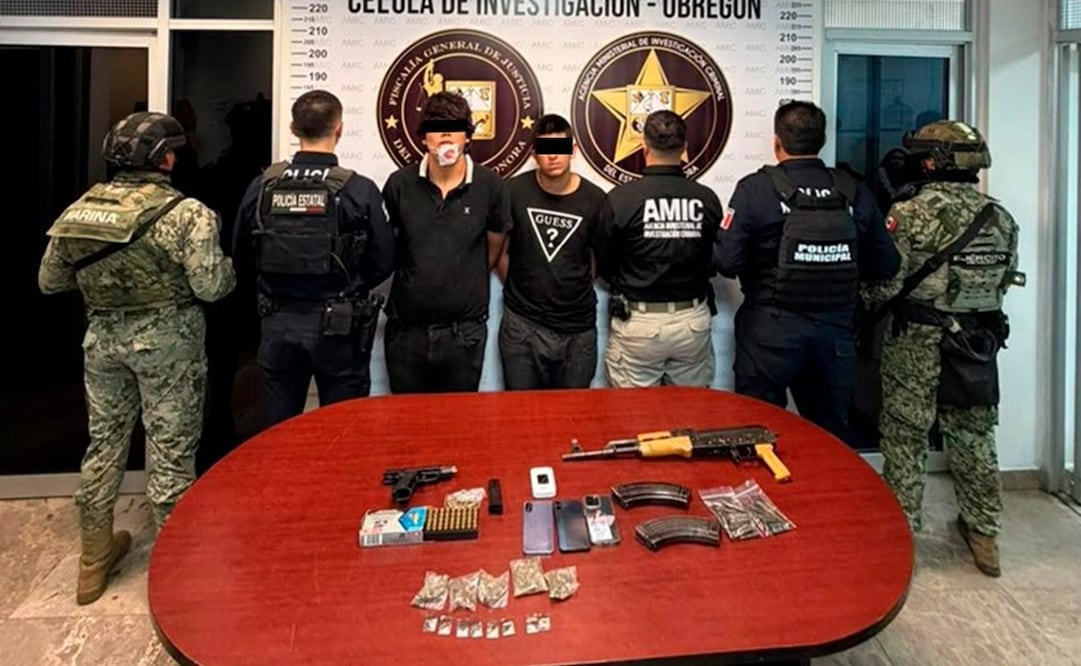 La detención de los involucrados se realizó el pasado 14 de septiembre en la colonia Zona Norte de Ciudad Obregón. Foto: Fiscalía General de Justicia del Estado de Sonora