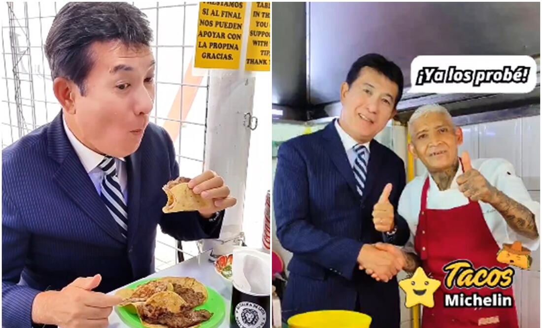 El embajador de Japón en México, probó los famosos tacos de Estrella Michelin. Foto: X @embjpmx