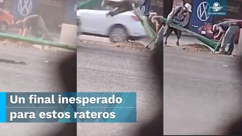 Ladrón sale volando por intentar robar cable de un poste