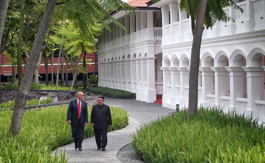 Imagen del 12 de junio de 2018, del máximo líder de la República Popular Democrática de Corea (RPDC), Kim Jong Un, y el presidente de Estados Unidos, Donald Trump (Foto: Xinhua)