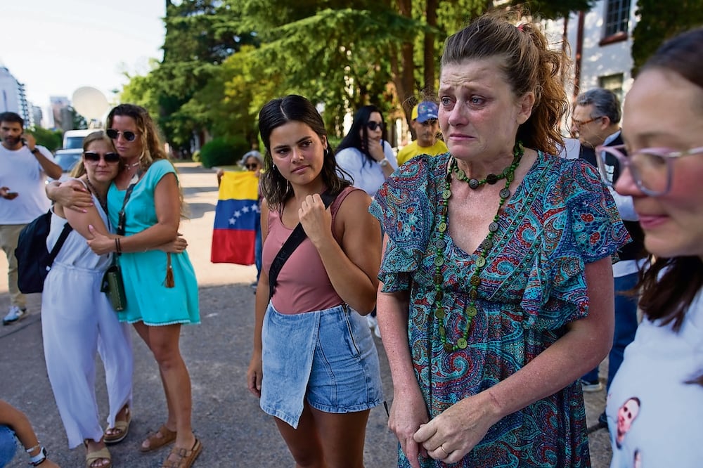 Activistas y familiares de argentinos presos en Venezuela, ayer en Buenos Aires. Foto: de Rodrigo Abd. AP