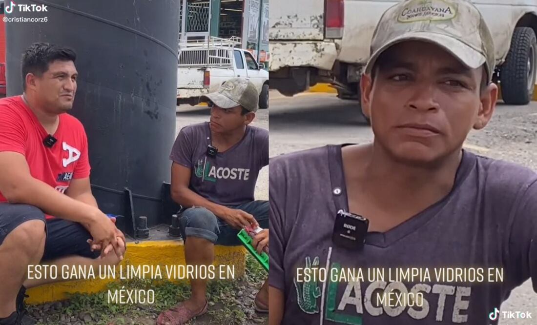 El oficio de limpiaparabrisas es infravalorado en México, sin olvidar que deben trabajar varias horas al día, bajo los rayos del sol y la lluvia. Foto: TikTok @cristiancorz6