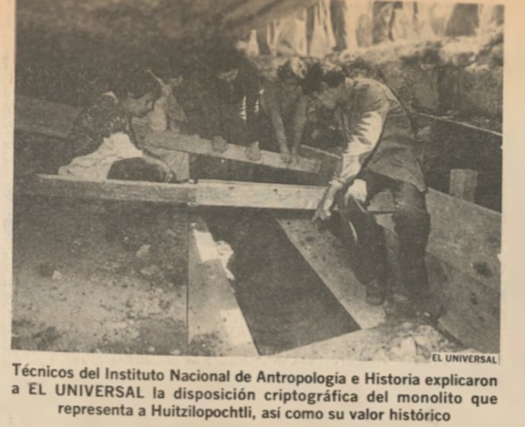 El monolito de Templo Mayor que cayó durante la toma de Tenochtitlán y fue descubierto en 1978
