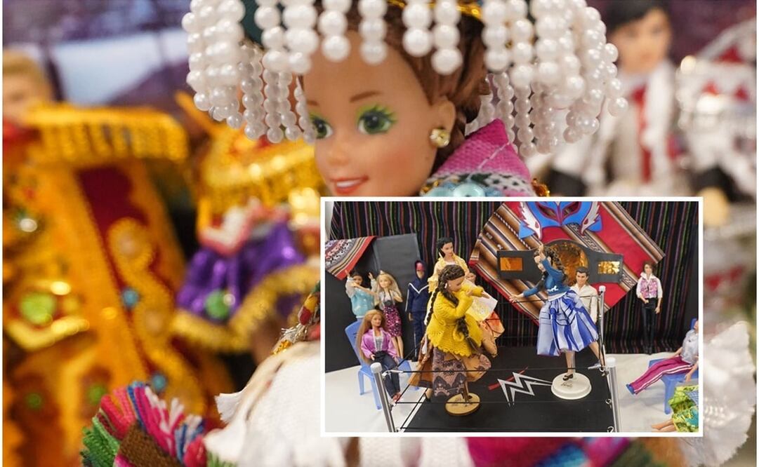 Una mujer aimara boliviana observa una exposición de más de 3 mil muñecas Barbie, en La Paz (Bolivia). Foto: Javier Mamani/EFE
