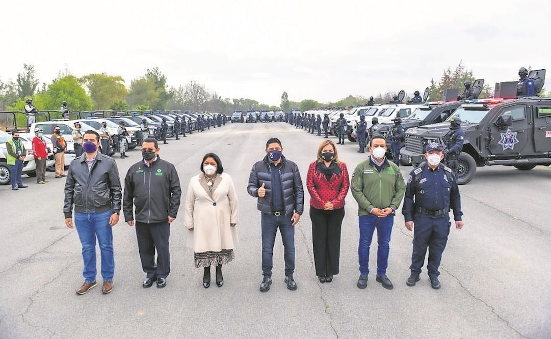 En el Parque Tangamanga, Ricardo Gallardo (centro) dijo que la creación de la guardia es una importante transformación en seguridad. Foto: Especial.
