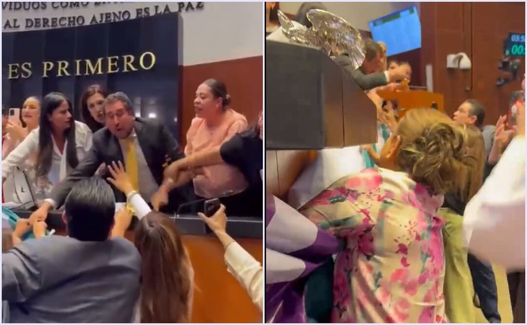 Exhiben a César Cravioto en confrontación con panistas en el Senado. Foto: Twitter: @LillyTellez