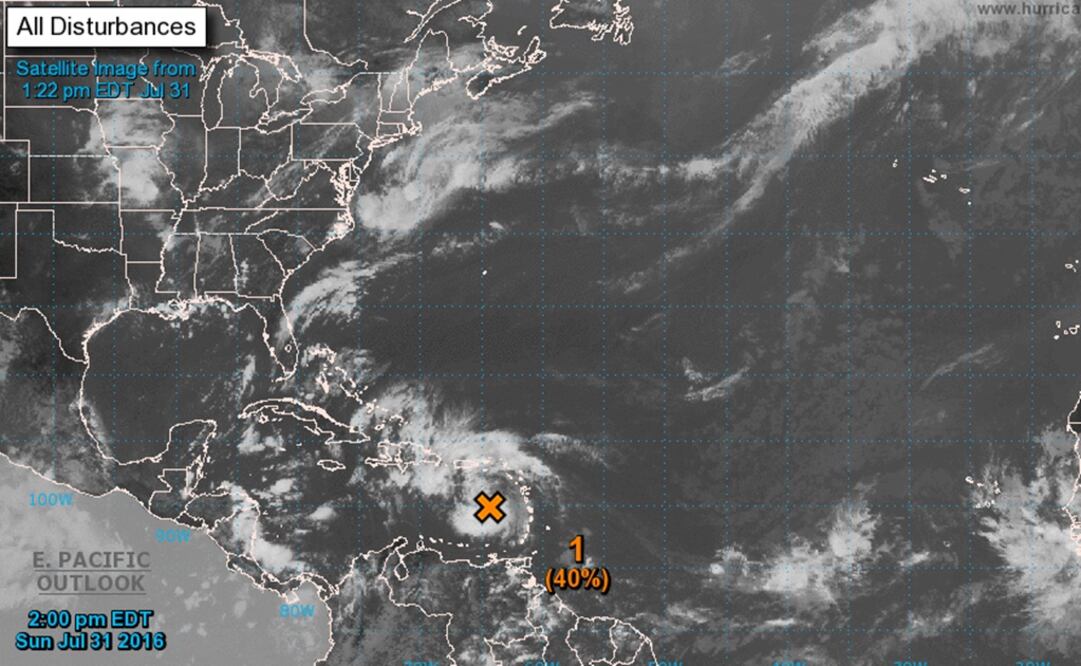 La zona de inestabilidad se ubica, actualmente, sobre las Antillas Menores (Foto: National Hurricane Center Miami, Florida)