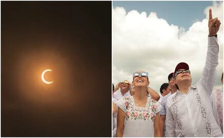 "¡Es Claudia!", gritan morenistas como señal al ver el eclipse