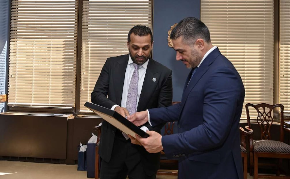 Omar García Harfuch se reúne con el director del FBI, Kash Patel (18/03/2026). Foto: X @OHarfuch