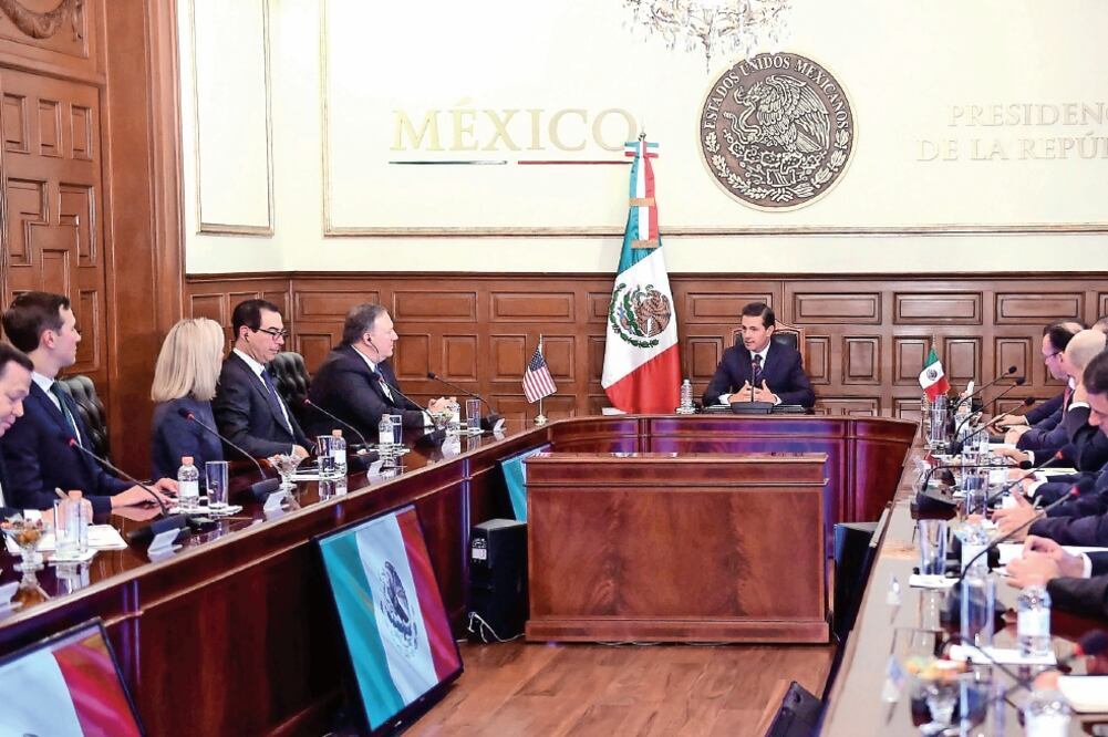 El Presidente Enrique Peña tuvo un encuentro con los secretarios estadounidenses Mike Pompeo, Kirstjen Nielsen, Steven Mnuchin y el asesor senior del presidente Trump, Jared Kushner. (PRESIDENCIA)