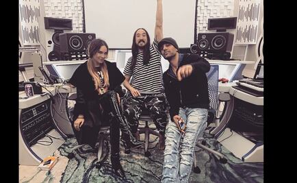 Belinda trabaja en sesión de música con Steve Aoki