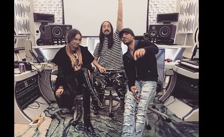 Belinda trabaja en sesión de música con Steve Aoki