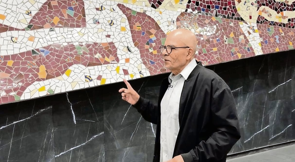 Además de piezas arqueológicas, en la Línea 2 se exhiben murales. Foto: Especial