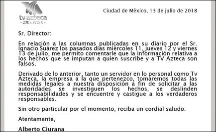 Llegarán a las últimas consecuencias en TV Azteca