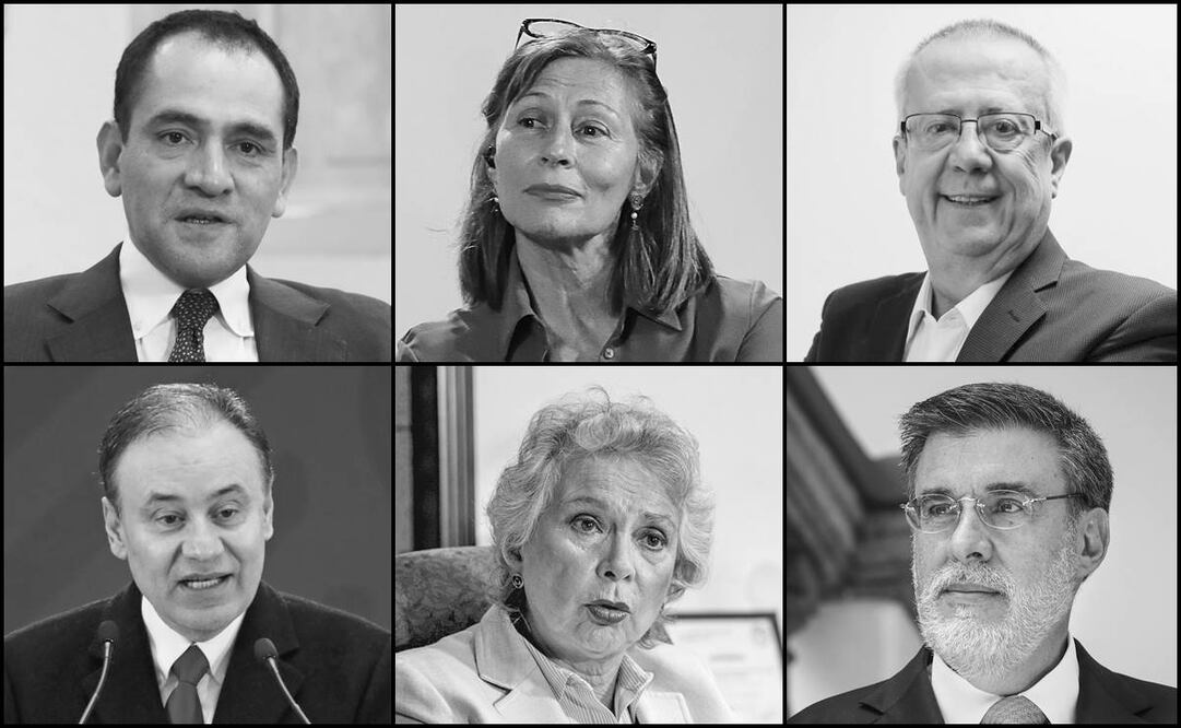 Arturo Herrera, Tatiana Clouthier, Carlos Urzúa, Alfonso Durazo, Olga Sánchez Cordero, Julio Scherer. Foto: Archivo/EL UNIVERSAL