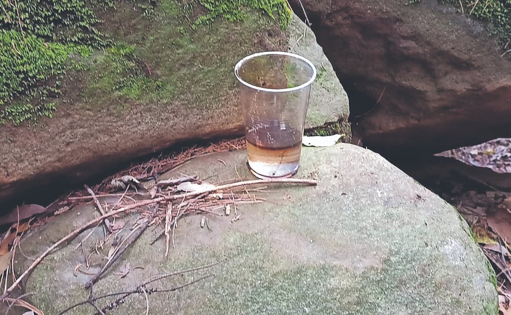 
Se tomó una muestra de agua en un vaso de plástico y se observó la presencia de un contaminante. Foto: Gisela González Granados