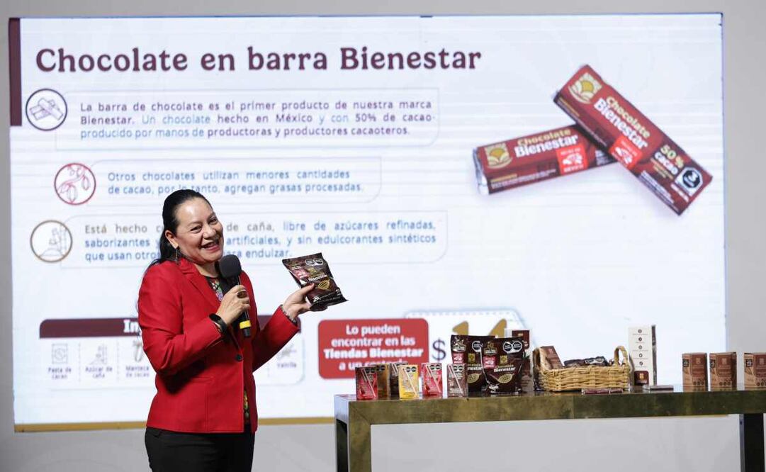 La titular de Alimentación para el Bienestar, María Luisa Albores, durante la mañanera del 10 de julio del 2025. Foto: Diego Simón / EL UNIVERSAL.