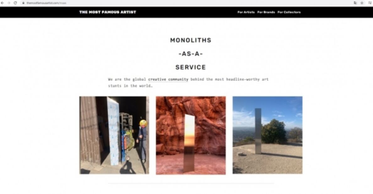 Colectivo de artistas dice estar detrás de los misteriosos monolitos y los ponen a la venta