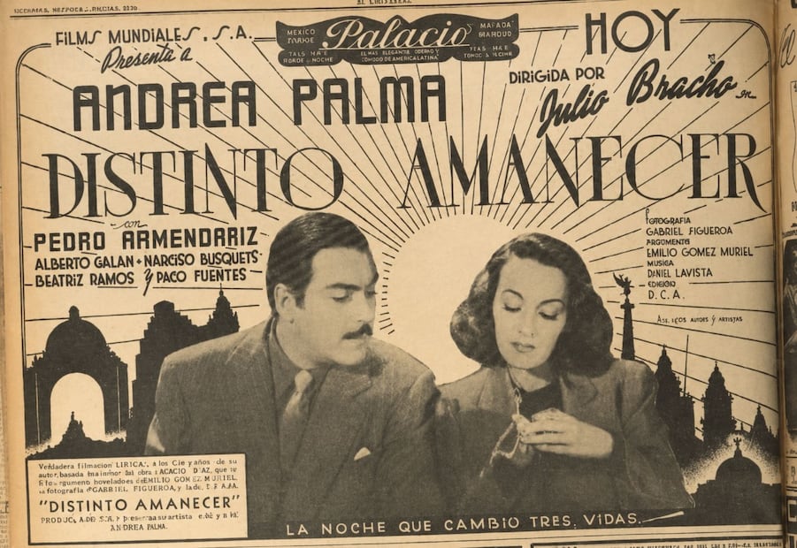 Anuncio del estreno de la película "Distinto Amanecer" en EL UNIVERSAL, 1943.
Hemeroteca EL UNIVERSAL.